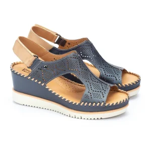 Pikolinos sandali donna con zeppa in pelle AGUADULCE